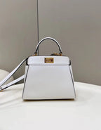 FENDI PEEKABOO MINI 23 BAG IN WHITE CALFSKIN WITH GOLD HARDWARE