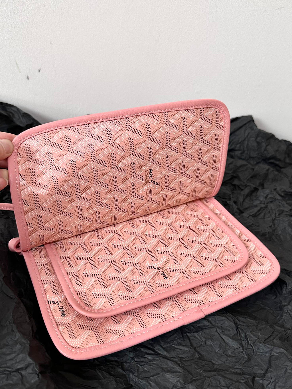 PLUMET POCKET WALLET 20 IN PINK GOYARDINE CANVAS AND LAMBSKIN TRIM