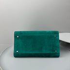 The Row Margaux 15 38cm Tote Bag Teal Blue Suede