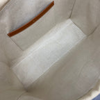 Celine Drawstring Cabas Bag Beige Brown Calfskin Textile
