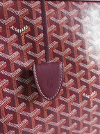 BELLECHASSE BIAUDE PM BAG 36 IN WINE RED GOYARDINE CANVAS AND CALFSKIN TRIM
