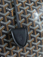 BELLECHASSE BIAUDE PM BAG 36 IN BLACK GOYARDINE CANVAS AND CALFSKIN TRIM