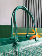BELLECHASSE BIAUDE PM BAG 36 IN GREEN GOYARDINE CANVAS AND CALFSKIN TRIM