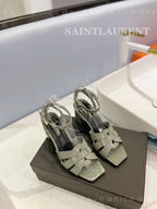 SL TRIBUTE SANDAL GLOSSY SAGE CALFSKIN
