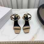 BALMAIN 25S HIGH HEELS WITH B METAL DETAIL 95MM IN LIGHT BROWN CALFSKIN