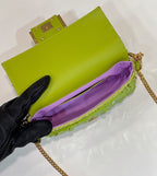 BAGUETTE MINI 19 IN LIMERICK GREEN SEQUINS GOLD HARDWARE