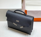KELLY DEPECHES 34 BRIEFCASE IN BLACK TOGO CALFSKIN SILVER HARDWARE
