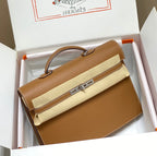 KELLY DEPECHES 38 BRIEFCASE IN GOLD TOGO CALFSKIN SILVER HARDWARE