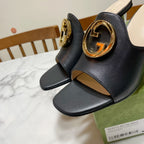 GG HIGH HEELS BLONDIE 75 IN BLACK LAMBSKIN WITH GOLD HARDWARE