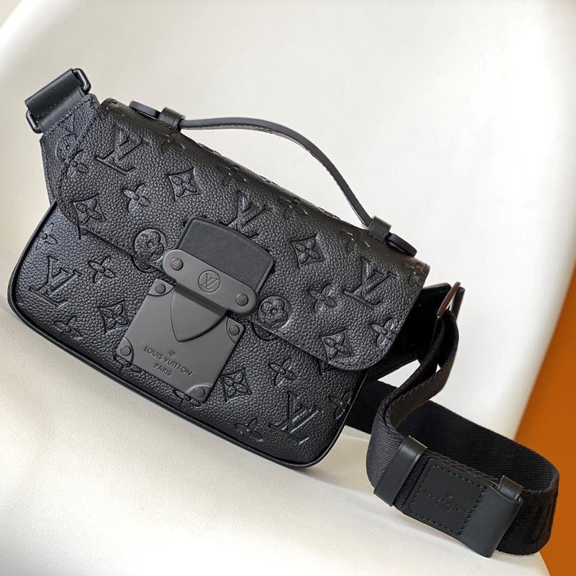 LV S Lock Sling Bag 21cm Black Monogram-embossed Taurillon leather