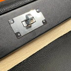 HM 24/24 Bag Black Leather Silver Hardware