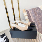 CC SLINGBACK 25S 30 MM IN BEIGE LAMBSKIN WITH SILVER HARDWARE