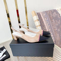CC SLINGBACK 25S 30 MM IN NUDE PINK SUEDE WITH SILVER HARDWARE