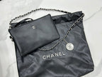 CC MEDIUM 37 HANDBAG IN BLACK CALFSKIN SILVER HARDWARE