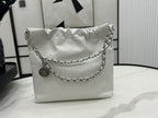 CC MEDIUM 37 HANDBAG IN WHITE CALFSKIN SILVER HARDWARE