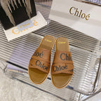 CHLOÉ WOODY SLIPPER IN CIDER BROWN CANVAS