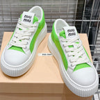 SNEAKERS THICK-SOLED SHAMROCK COLOR MESH COWHIDE