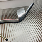 BALMAIN 25S B STRAP HIGH HEEL SANDALS 95MM IN SILVER CALFSKIN