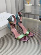 BALMAIN 25S B STRAP HIGH HEEL SANDALS 95MM IN MULTICOLOR CALFSKIN
