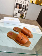 WOODY MULE IN BRONZE BROWM LAMBSKIN WITH EMBROIDERED LOGO