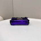 BAGUETTE MINI 19 IN GRAPE JELLY SEQUINS GOLD HARDWARE
