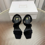 BALMAIN 25S MONETA HEELED SANDALS 95MM IN BLACK VELVET