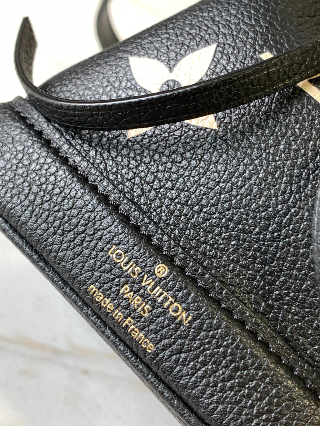 nano noe 13 grey bicolor black monogram gold hardware