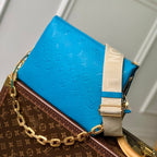 coussin pm 26cm blue monogram empreinte calfskin