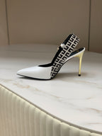 BALMAIN 25S SLINGBACK SHOES 95MM IN WHITE CALFSKIN