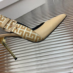BALMAIN 25S SLINGBACK SHOES 95MM IN LIGHT BROWN CALFSKIN