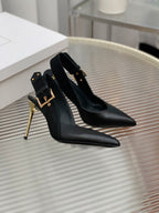 BALMAIN 25S SLINGBACK SHOES 95MM IN BLACK FULL CALFSKIN
