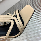 BALMAIN 25S MONETA SANDAL 95MM IN WARM BEIGE CALFSKIN