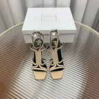 BALMAIN 25S MONETA SANDAL 95MM IN WARM BEIGE CALFSKIN
