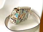 Fend Baguette White and Multicolour Canvas Bag 27 with FF Embroidery Ghw