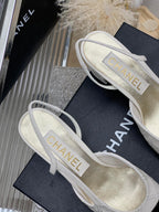 HIGH SLINGBACKS 65 WHITE MIX BLACK CALFSKIN