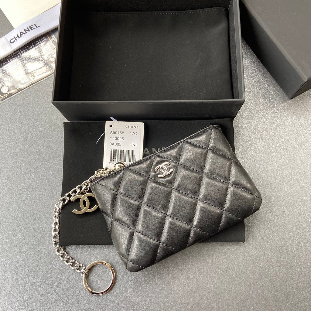 CC A50168 Keyring Cardholder Black Sheepskin Sliver Steel 229703