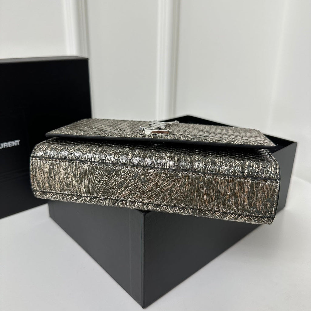KATE CLASSIC 20 CROCODILE SNAKESKIN SILVER COWHIDE