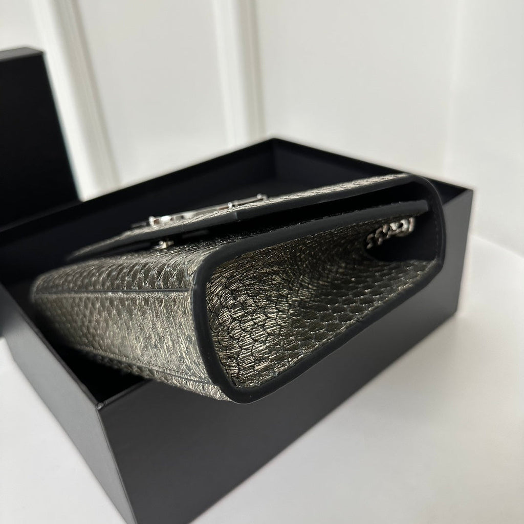 KATE CLASSIC 20 CROCODILE SNAKESKIN SILVER COWHIDE