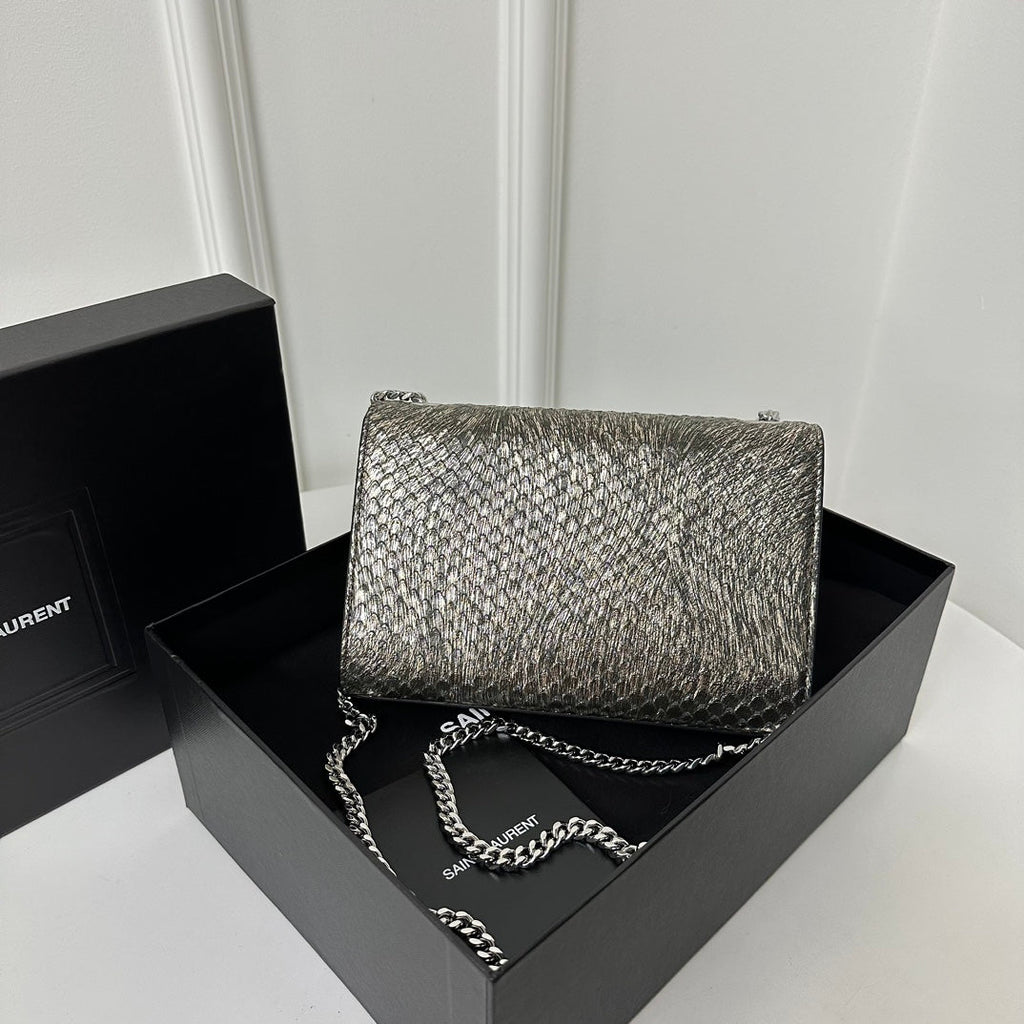 KATE CLASSIC 20 CROCODILE SNAKESKIN SILVER COWHIDE
