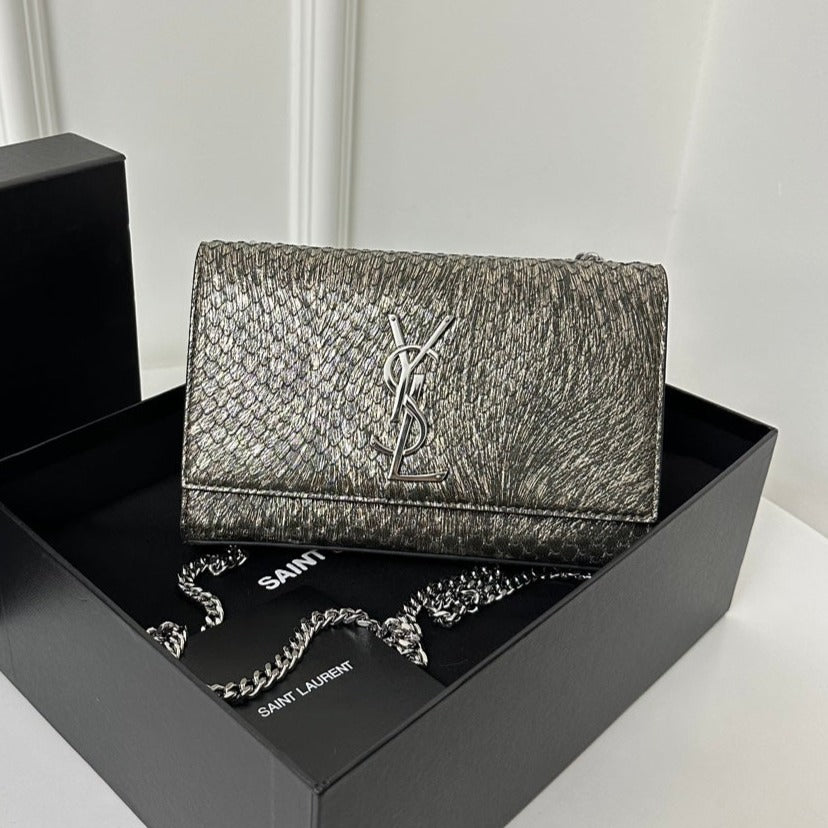 KATE CLASSIC 20 CROCODILE SNAKESKIN SILVER COWHIDE