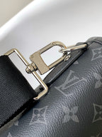 LV The Weekend Tote Bag 43cm Black Monogram Canvas & Taïga Leather