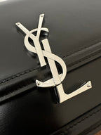 YSL Solferino Small Satchel Bag Black Gold Calfskin 339504