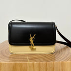 YSL Solferino Small Satchel Bag Black mix Beige Gold Calfskin 339470