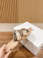 DIOR PLATFORM SLIDES 25S 30 MM IN MOSS GREEN FABRIC AND NUDE CALFSKIN
