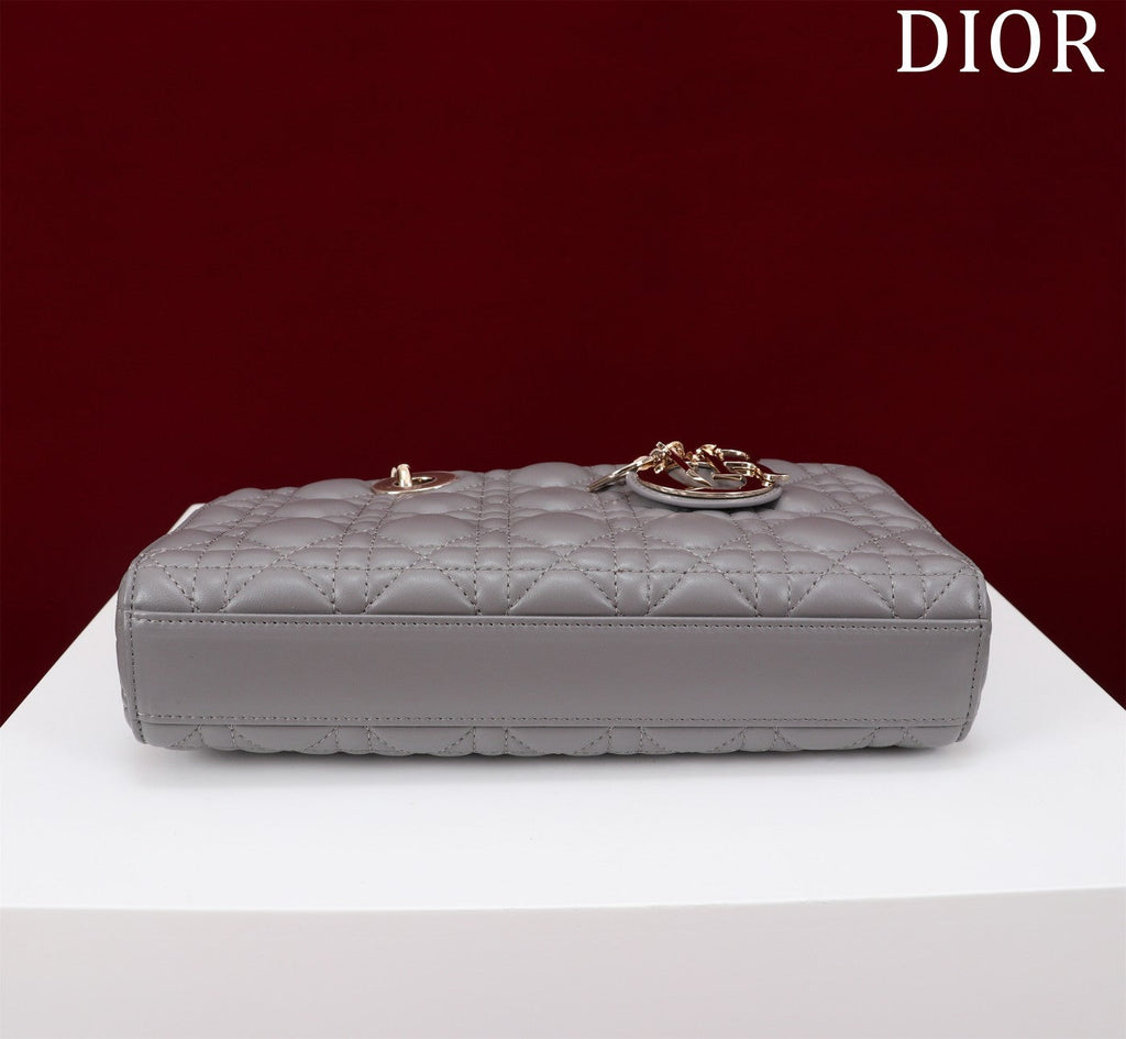 medium lady d-joy 26 grey lambskin