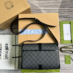 MESSENGER BAG 25 IN DARK GREY CANVAS ANG BLACK CALFSKIN