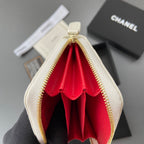 CC A3185 Zipper Coin Purse White Caviar GHW 193265