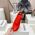FLOW RUNNER SNEAKER IN RUBY RED SUEDE AND SHEEPSKIN