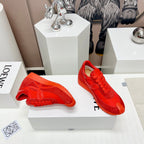 FLOW RUNNER SNEAKER IN RUBY RED SUEDE AND SHEEPSKIN