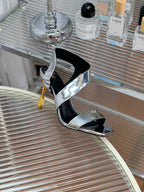 BALMAIN 25S HIGH HEEL SANDALS 95MM IN SILVER GLOSSY CALFSKIN